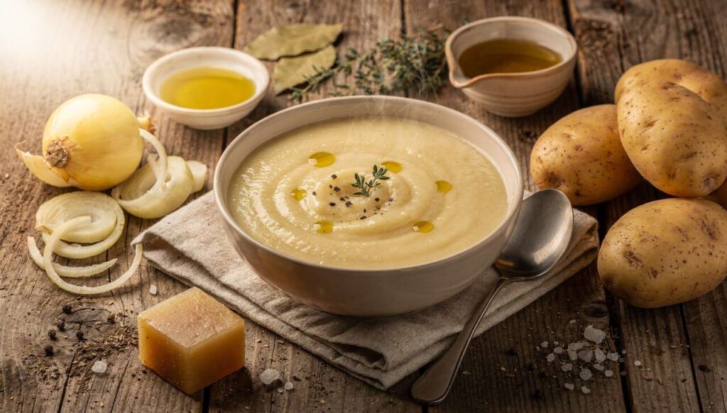Soupe légère de pommes de terre aux oignons