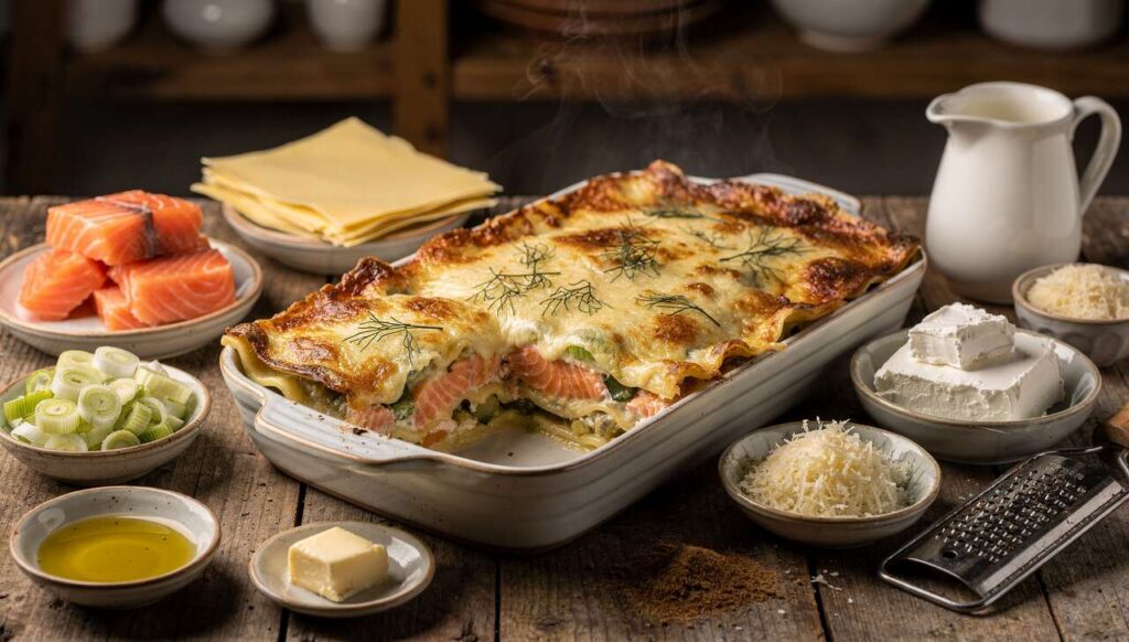 Lasagnes de saumon aux poireaux et fromage frais : une recette savoureuse