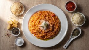 Risotto léger à la sauce tomate et parmesan