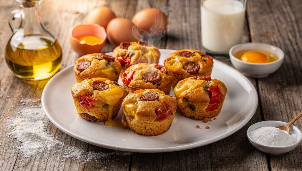 Mini-cake : chorizo, poivron et fromage