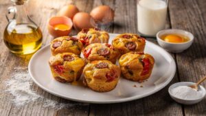 Mini-cake : chorizo, poivron et fromage