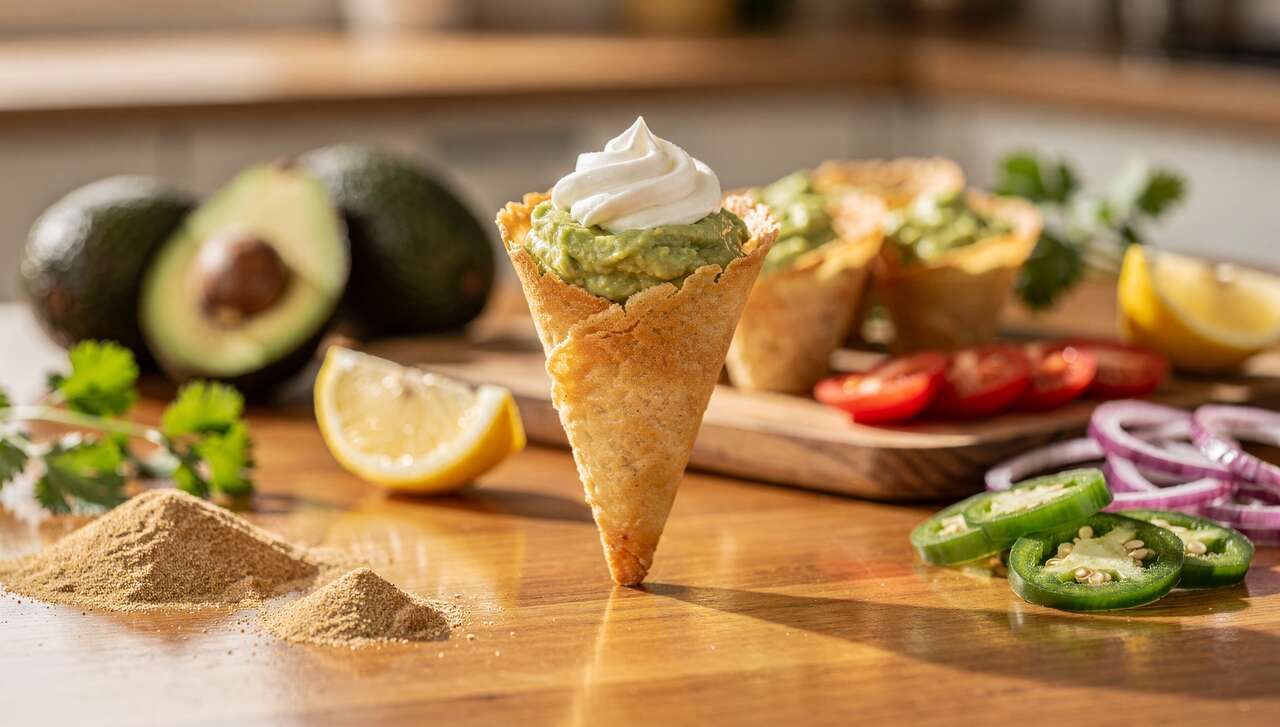 Cornet croustillant au guacamole et fromage frais : une recette irrésistible !