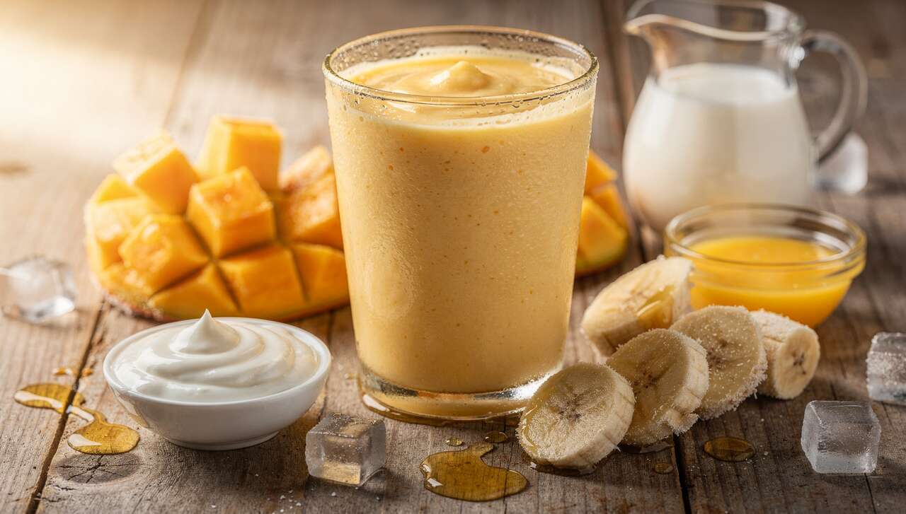Smoothie glacé léger à la mangue et banane : recette facile