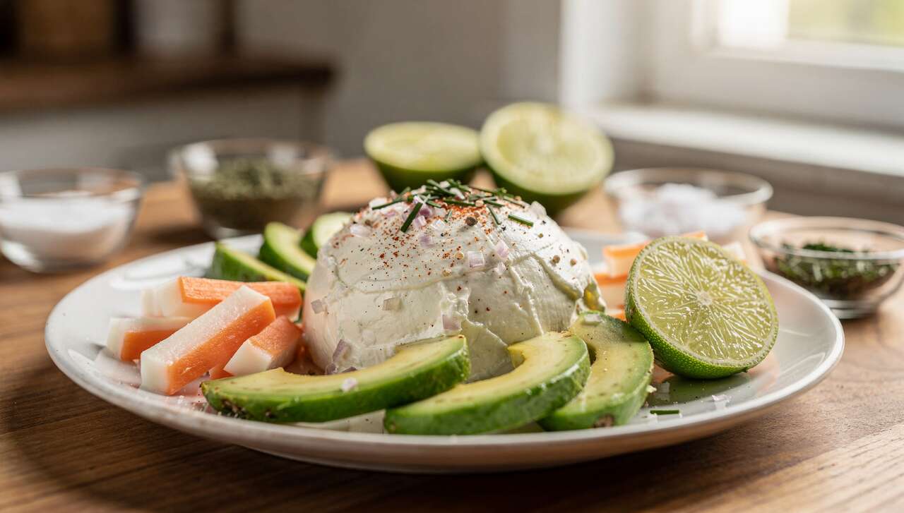 Bulle de Fromage Frais, avocat, citron Vert et Surimi : recette Savoureuse
