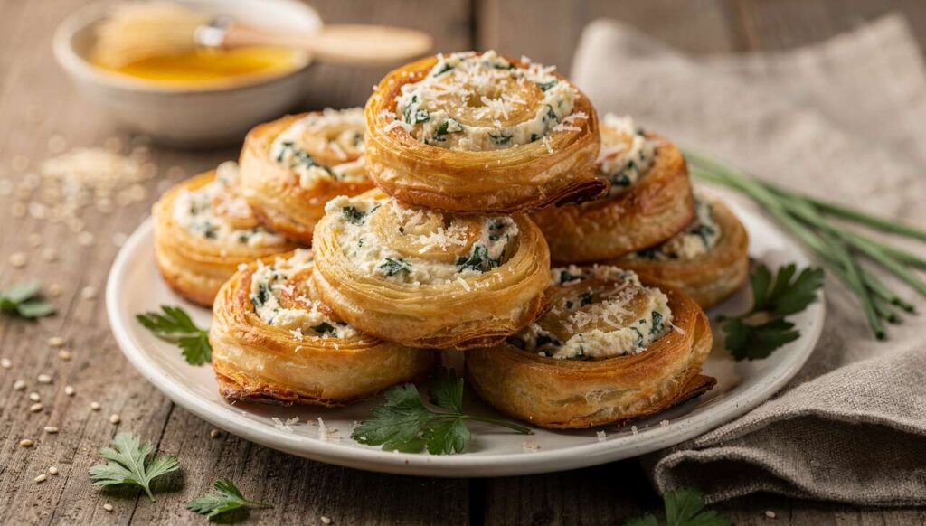 Recette : palmiers apéritifs au fromage frais ail et fines herbes