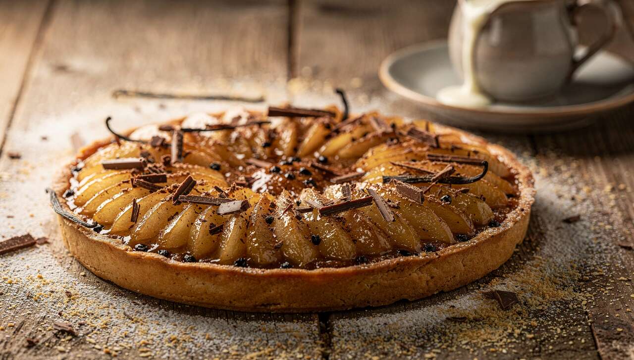 Tarte légère poires au sirop et chocolat : recette gourmande