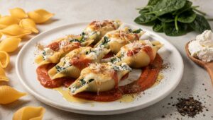 Recette de grosses pâtes farcies aux épinards et fromage frais