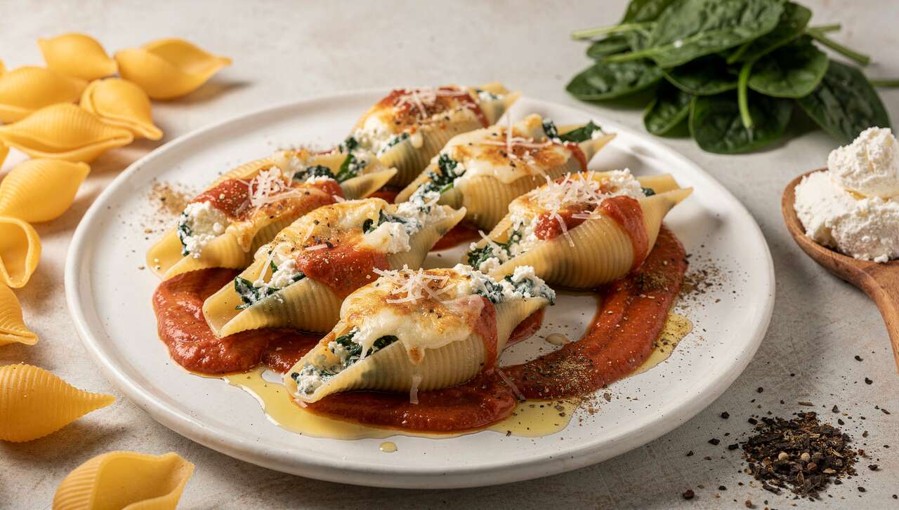 Recette de grosses pâtes farcies aux épinards et fromage frais