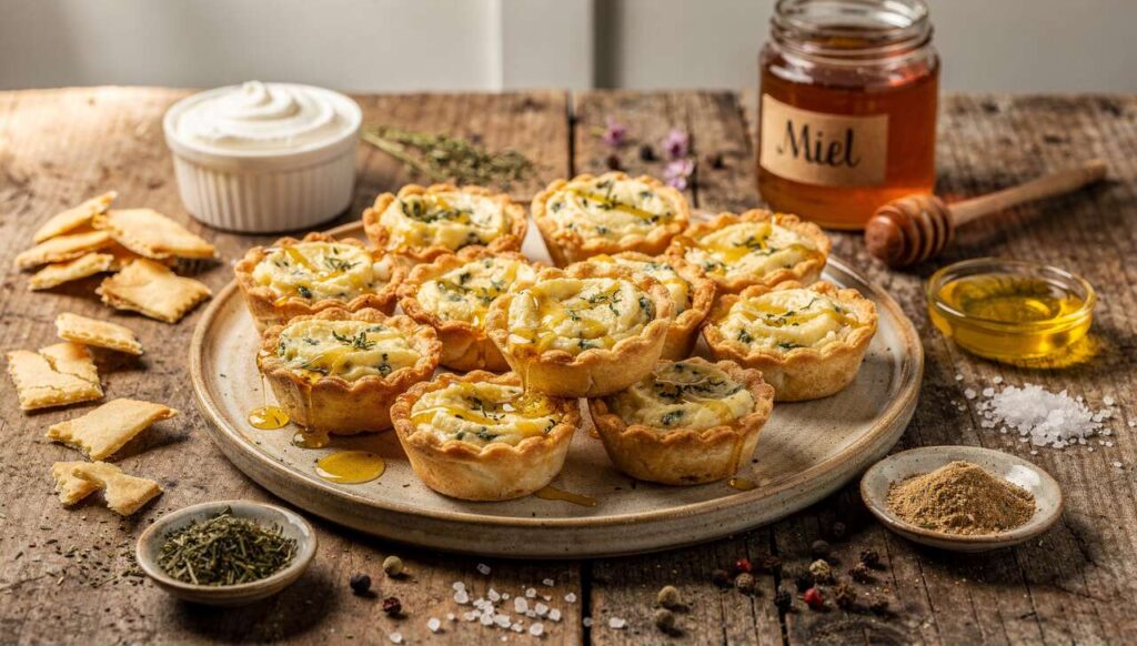 Mini-Tartelettes Fromage Frais, ail, fines Herbes et Miel