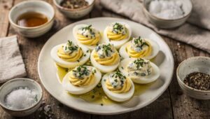 Oeufs durs revisités : mayonnaise au bleu