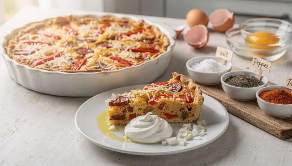 Quiche sans pâte légère aux poivrons et chorizo
