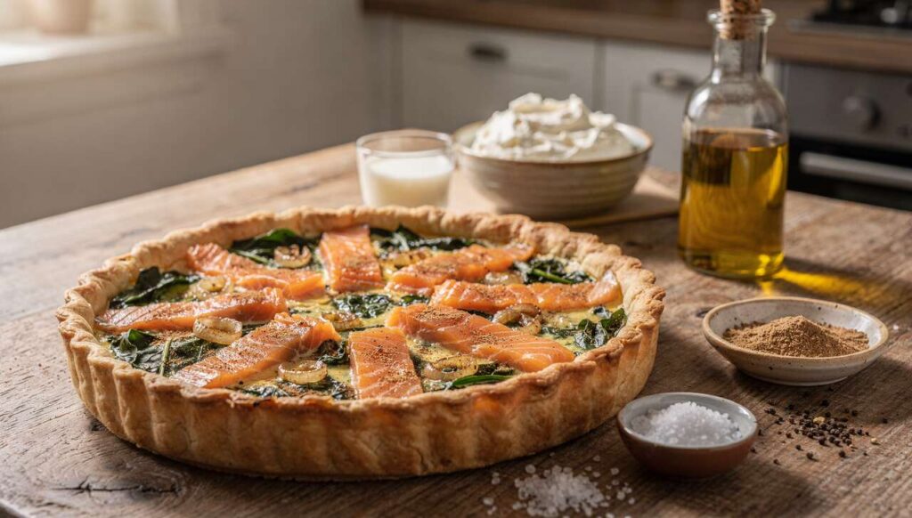 Quiche légère saumon épinards Thermomix : recette facile et rapide