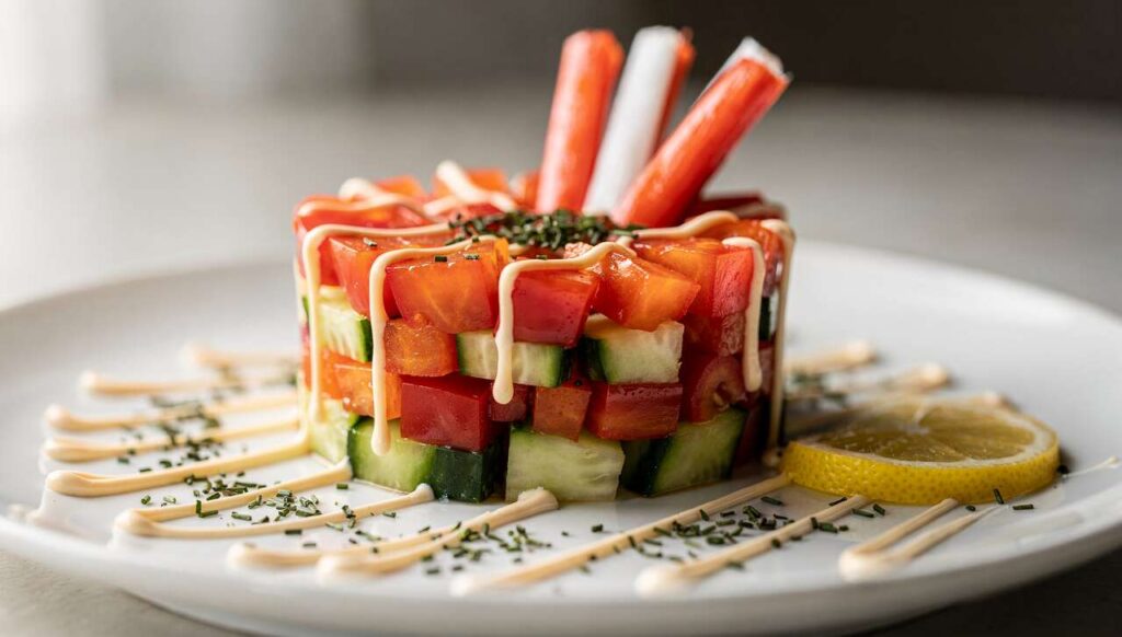 Tartare de légumes, surimi et mayonnaise légère : recette facile