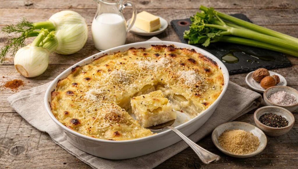 Gratin léger de fenouil et céleri branche