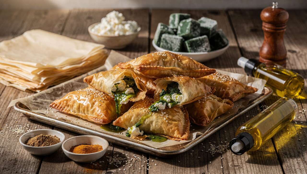 Chaussons légers de pâte filo : recette feta et épinards
