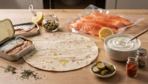 Wraps légers de poissons fumés faciles à rouler