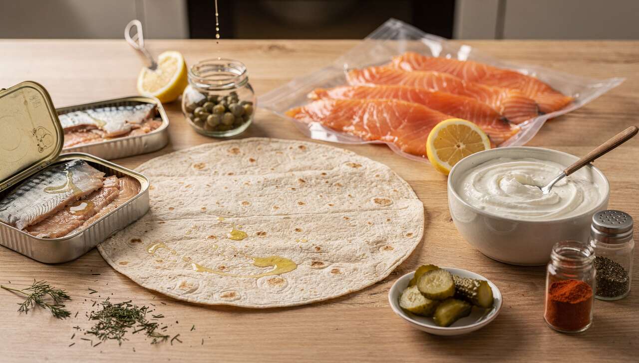 Wraps légers de poissons fumés faciles à rouler
