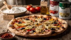 Pizza maison légumes et fromage : recette savoureuse