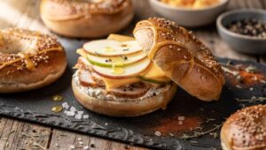 Recette de bagels au poulet et pomme au fromage