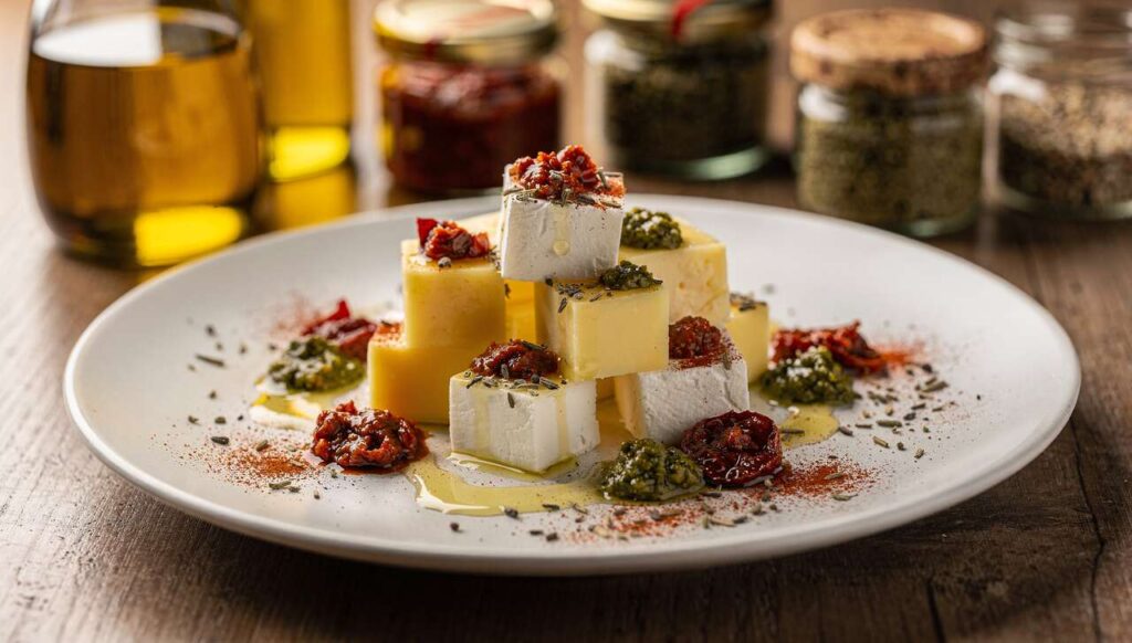 Recette de dés de fromage frais bicolores