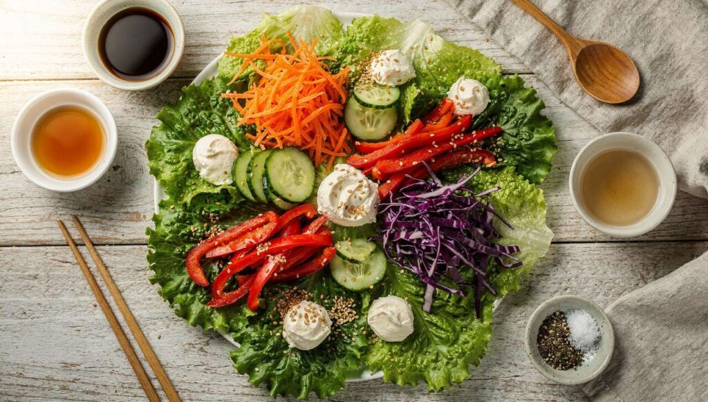 Wraps de laitue aux légumes croquants et fromage : recette savoureuse