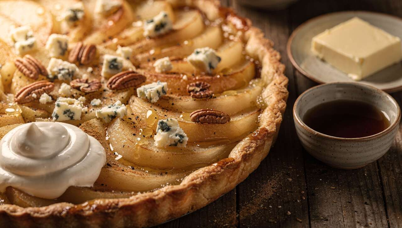 Tarte poire, bleu et noix de pécan : une recette gourmande