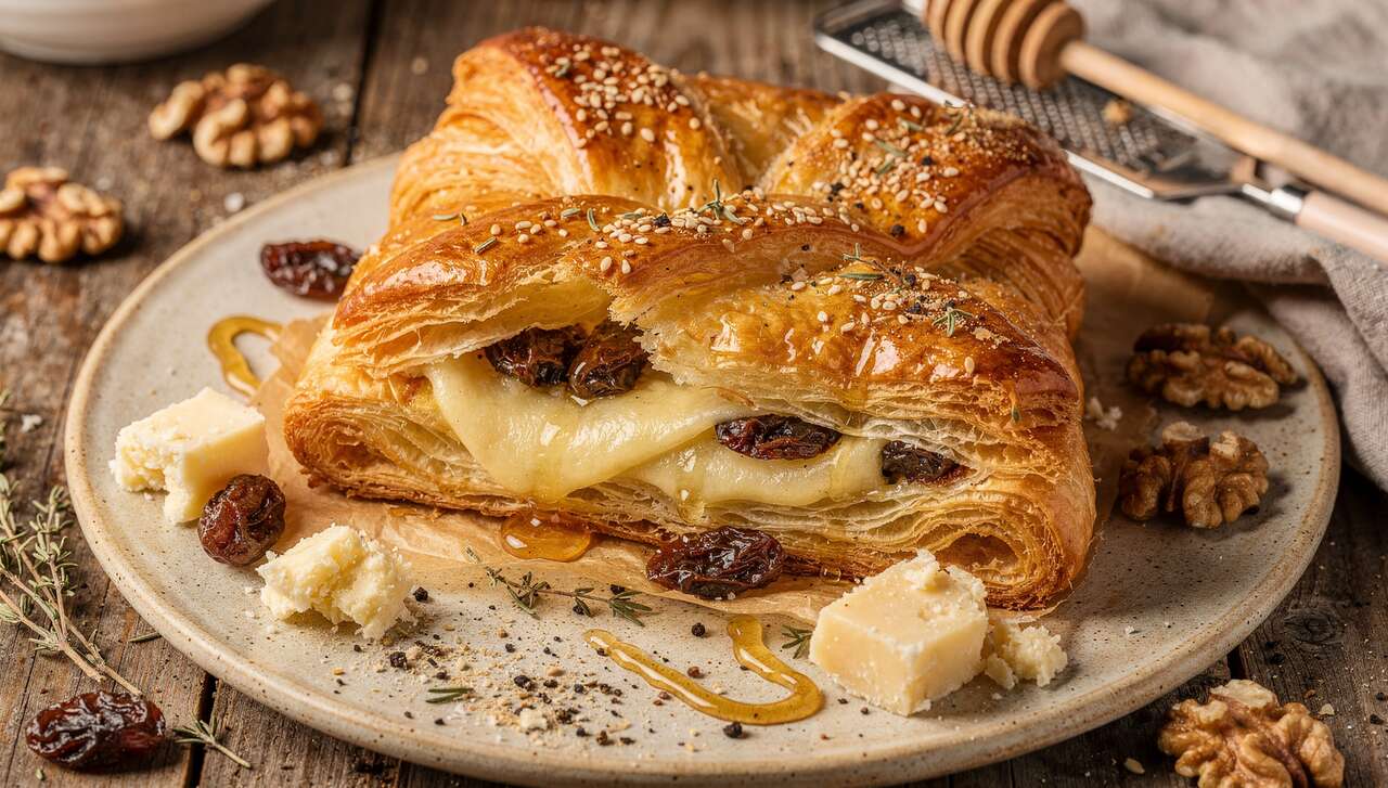Feuilleté au fromage et aux raisins : recette gourmande