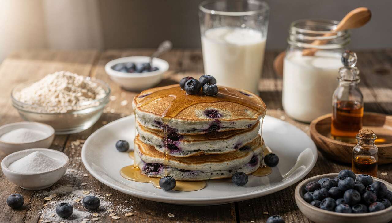 Recette de pancakes légers aux myrtilles