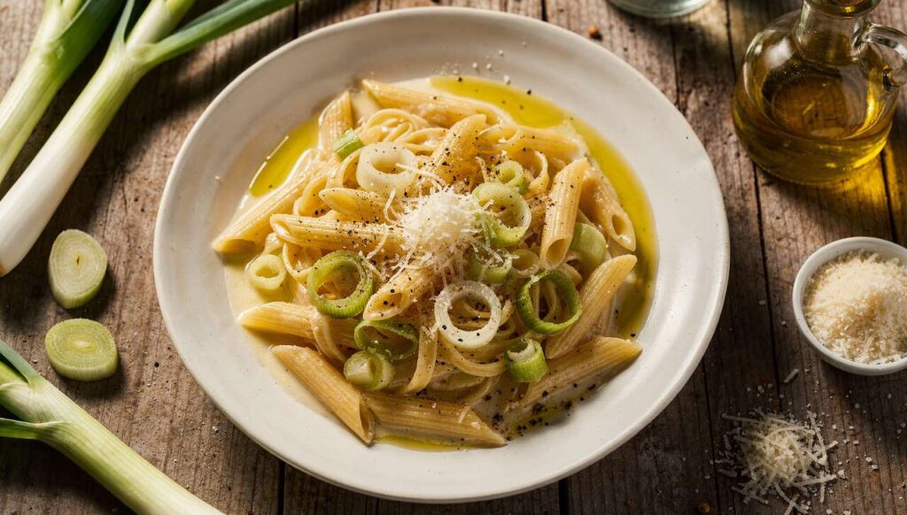 Pâtes aux poireaux et crème légère : recette savoureuse