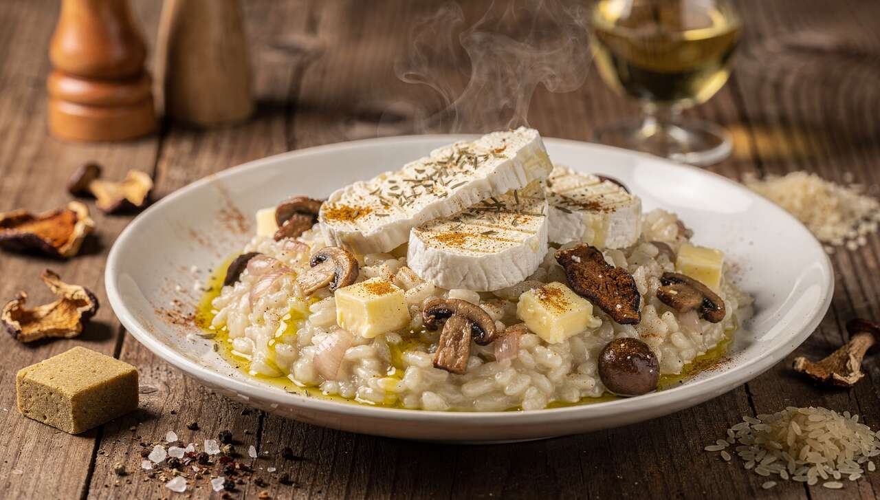 Risotto de champignons au chèvre : recette savoureuse et crémeuse
