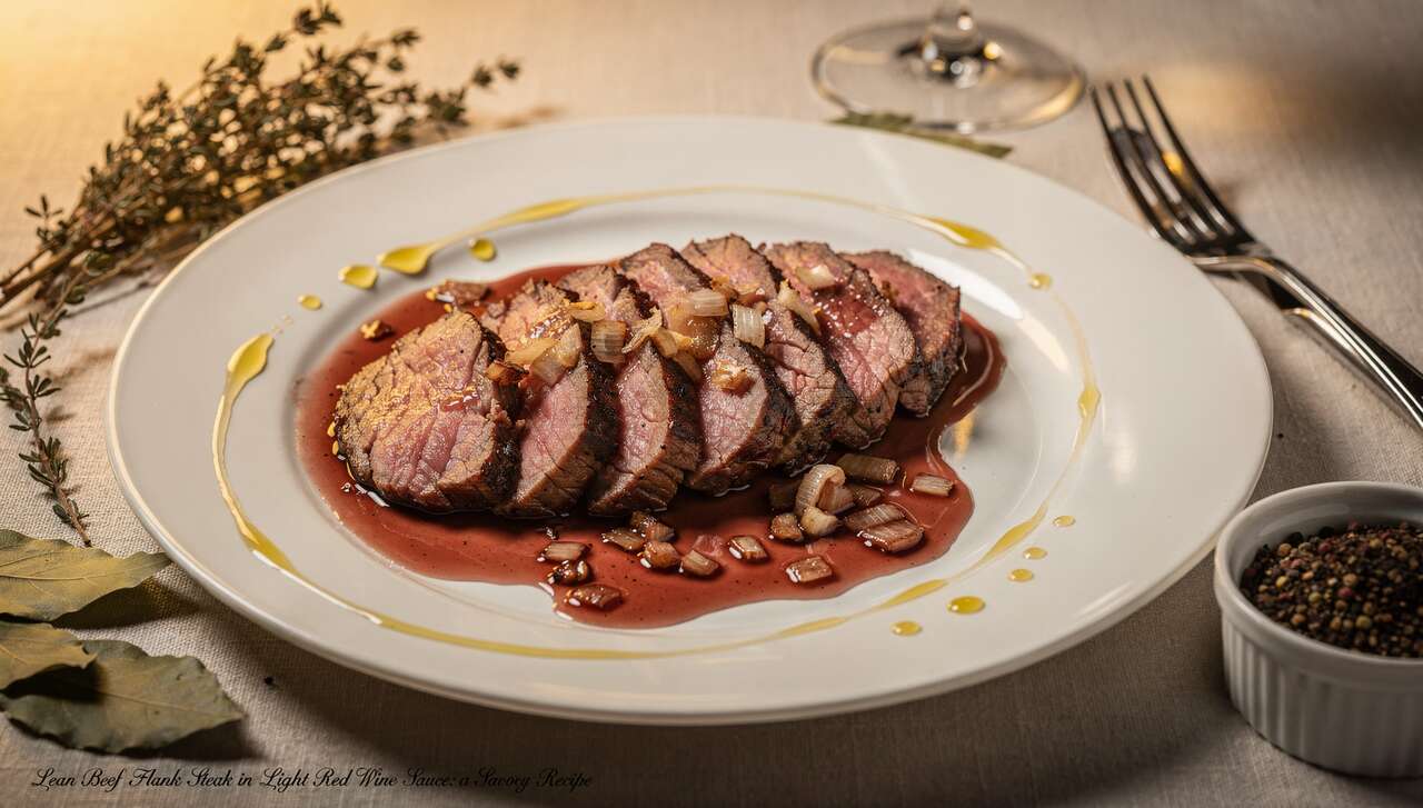 Bavette maigre en sauce légère au vin rouge : recette savoureuse