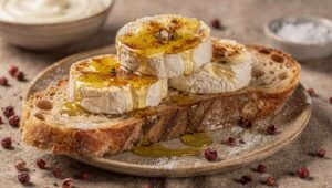 Chèvre Chaud Rôti : recette Gourmande au Caramel et Baies Roses