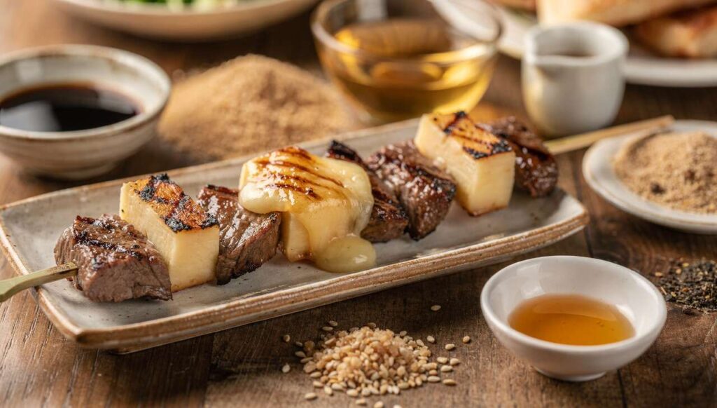 Brochette de boeuf au fromage façon yakitori : recette savoureuse
