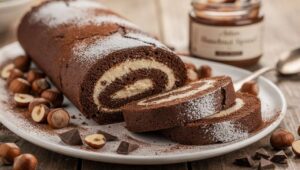 Gâteau Roulé Choco-Noisettes au Fromage Frais : recette Gourmande