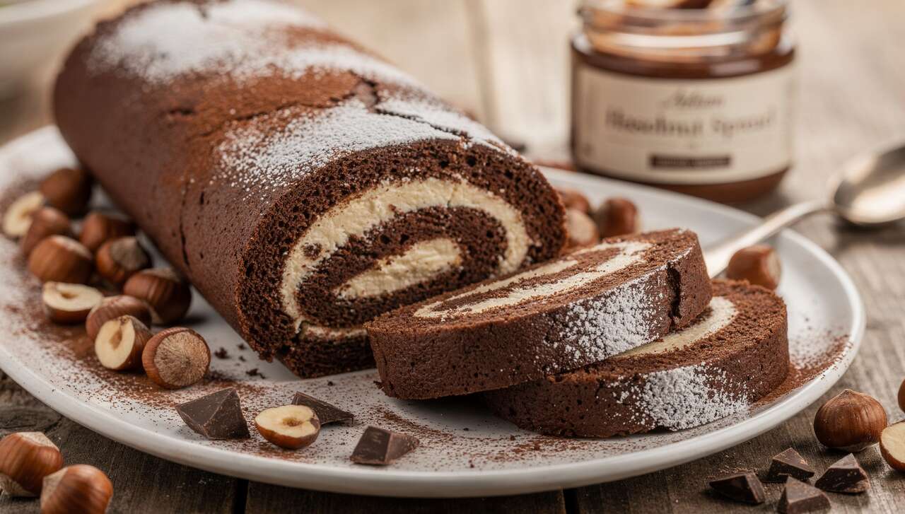 Gâteau Roulé Choco-Noisettes au Fromage Frais : recette Gourmande