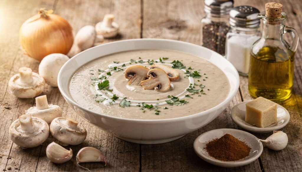 Soupe de champignons de Paris : recette légère et savoureuse