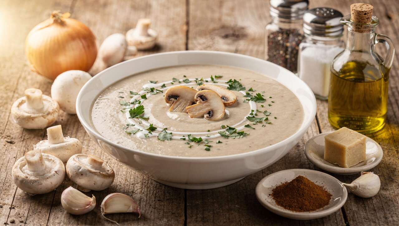 Soupe de champignons de Paris : recette légère et savoureuse