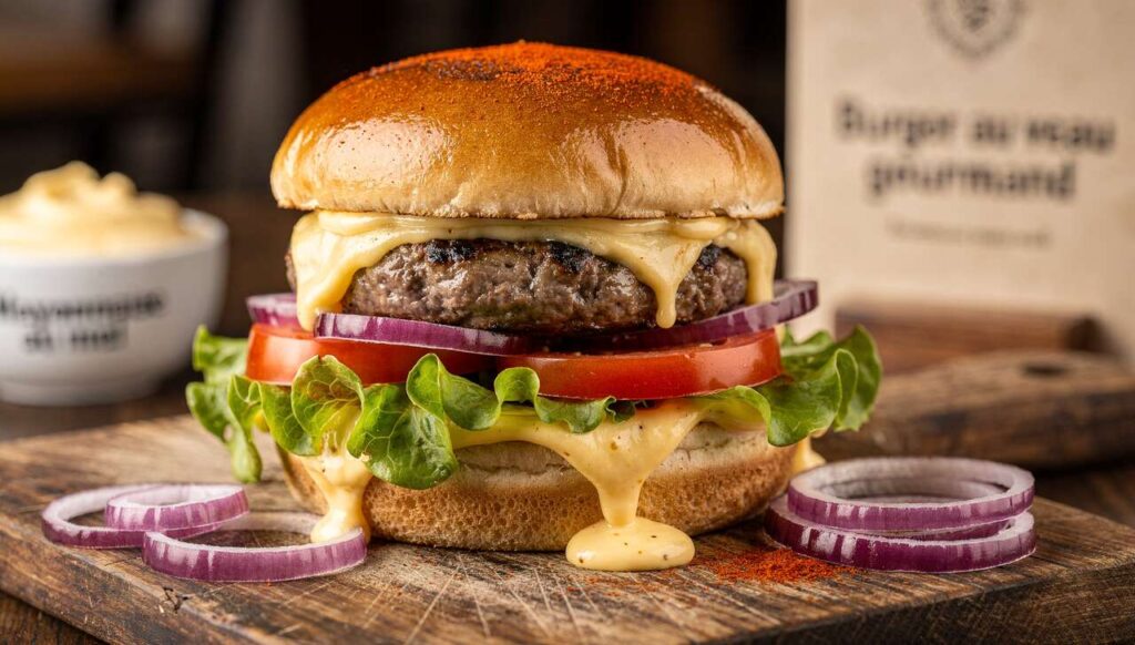 Burger au Veau, fromage et Mayonnaise au Miel : recette Gourmande