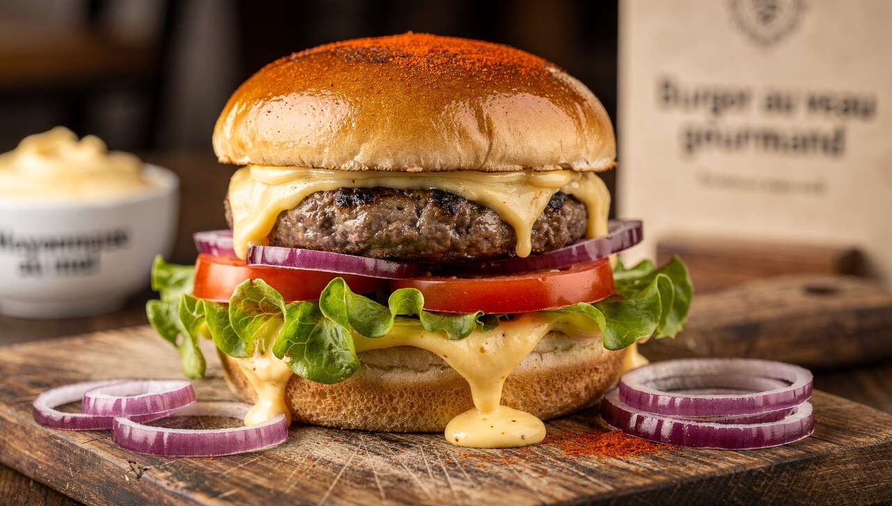 Burger au Veau, fromage et Mayonnaise au Miel : recette Gourmande