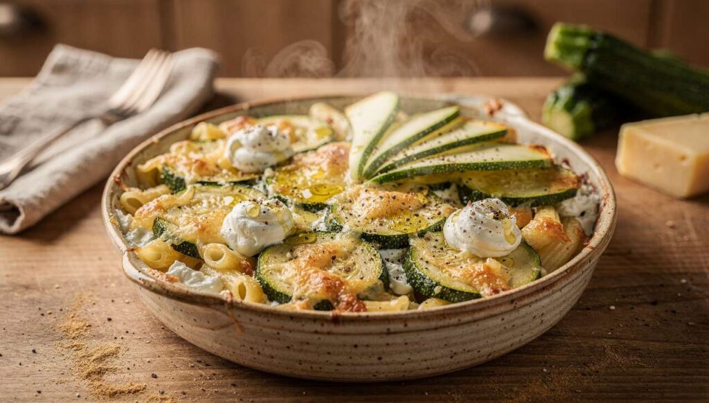 Gratin de macaronis aux courgettes et fromage frais : une recette savoureuse