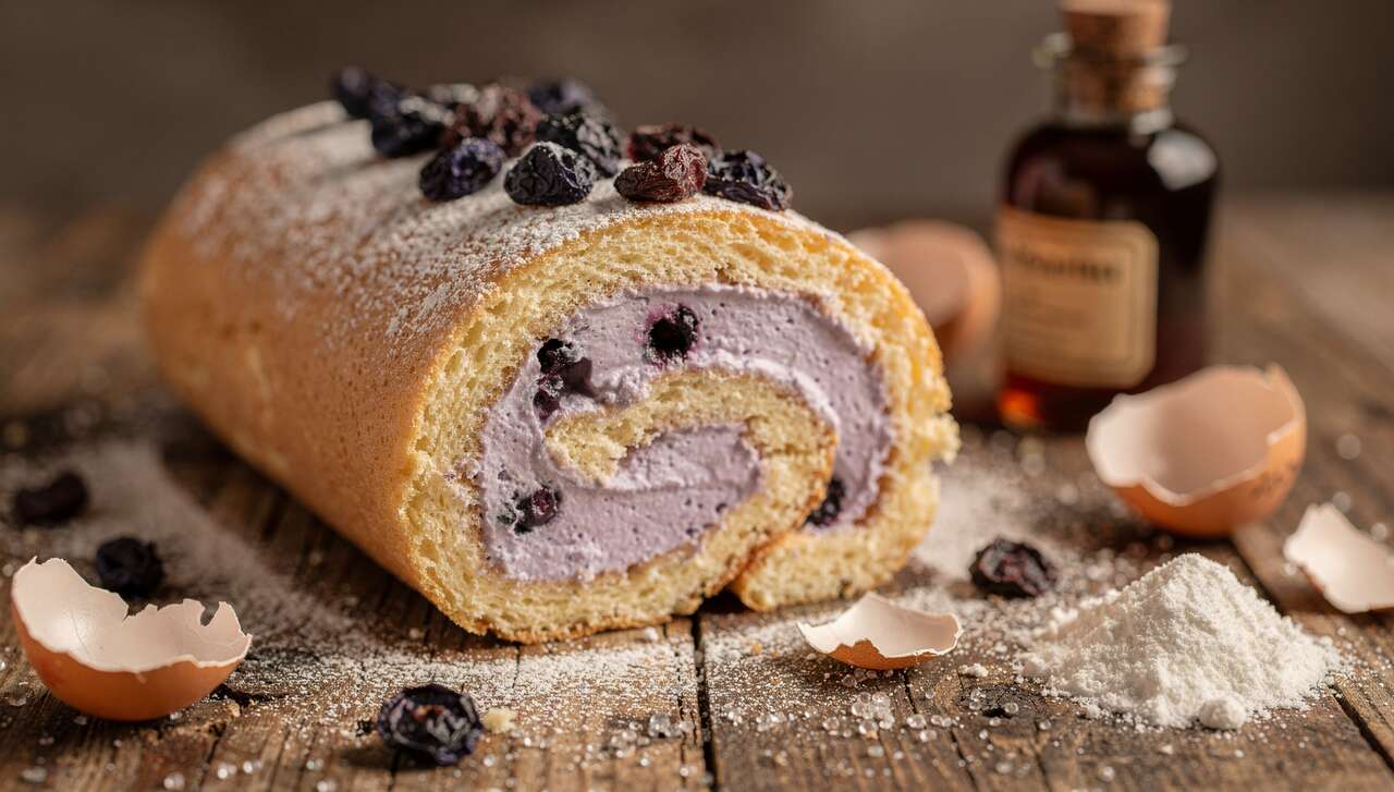 Gâteau roulé à la mousse légère de myrtilles