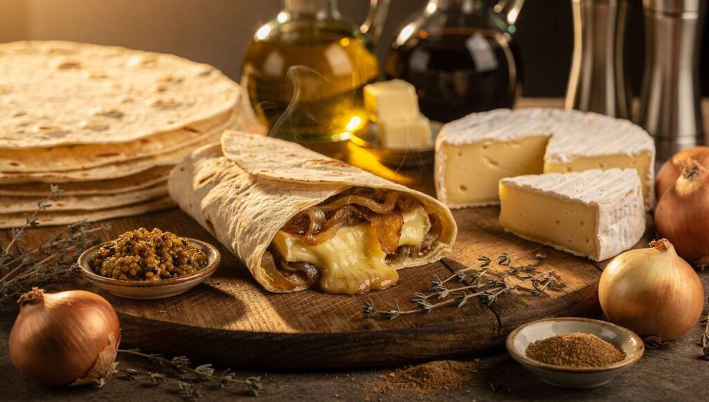 Wrap au camembert et oignons caramélisés : recette gourmande