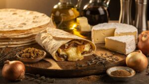 Wrap au camembert et oignons caramélisés : recette gourmande