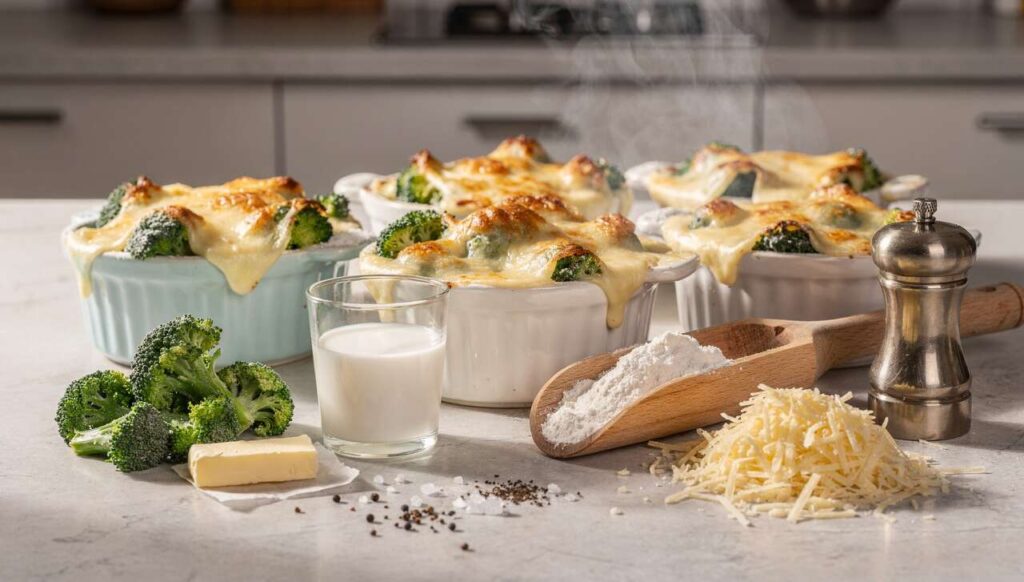 Mini gratins légers de brocolis à la béchamel light