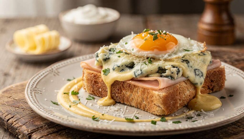 Croque-madame au bleu : recette gourmande