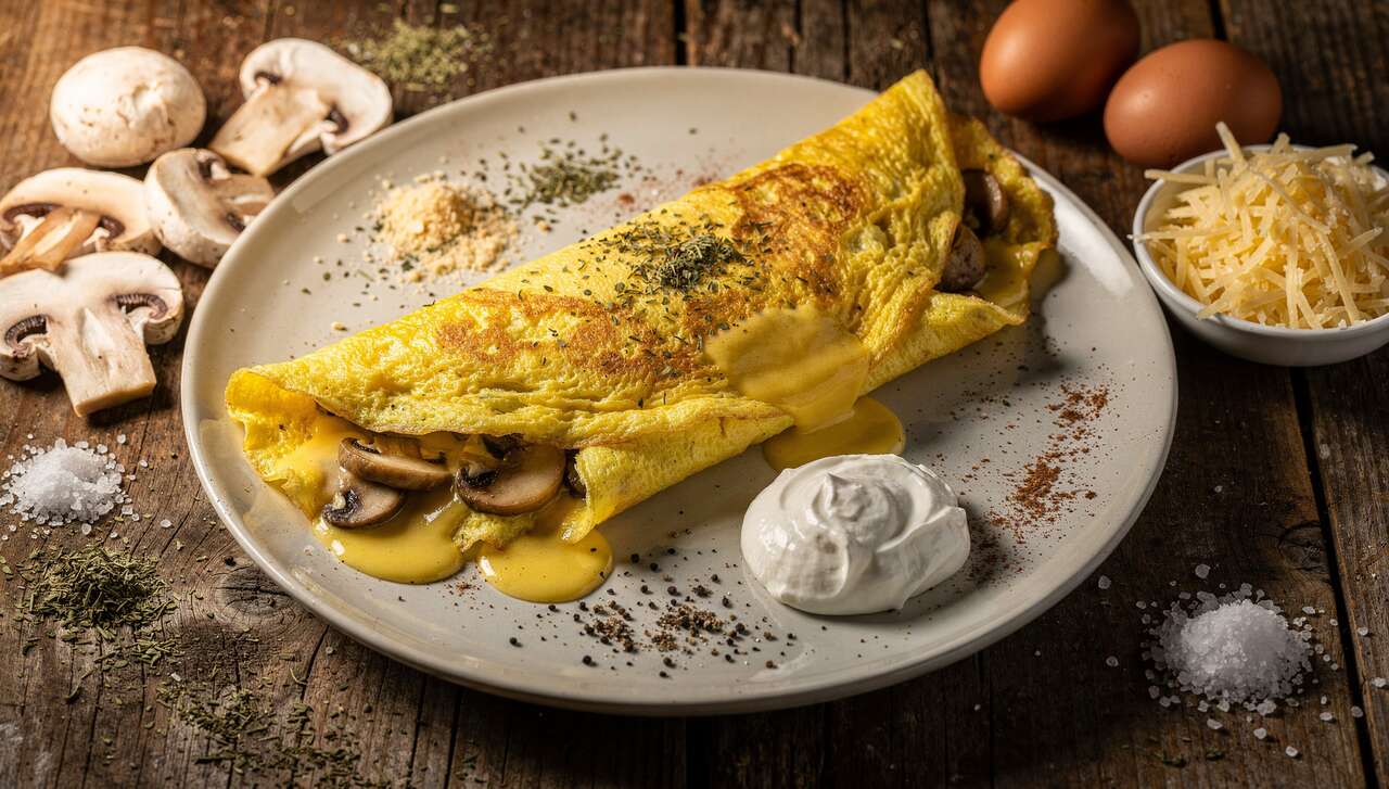Omelette aux champignons et fromage : recette gourmande