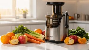 Test extracteur de jus AMZCHEF 250W : ouverture large et mains libres