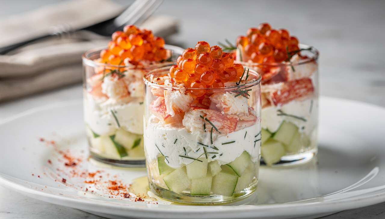 Verrines pomme verte et tourteau au fromage frais : recette gourmande