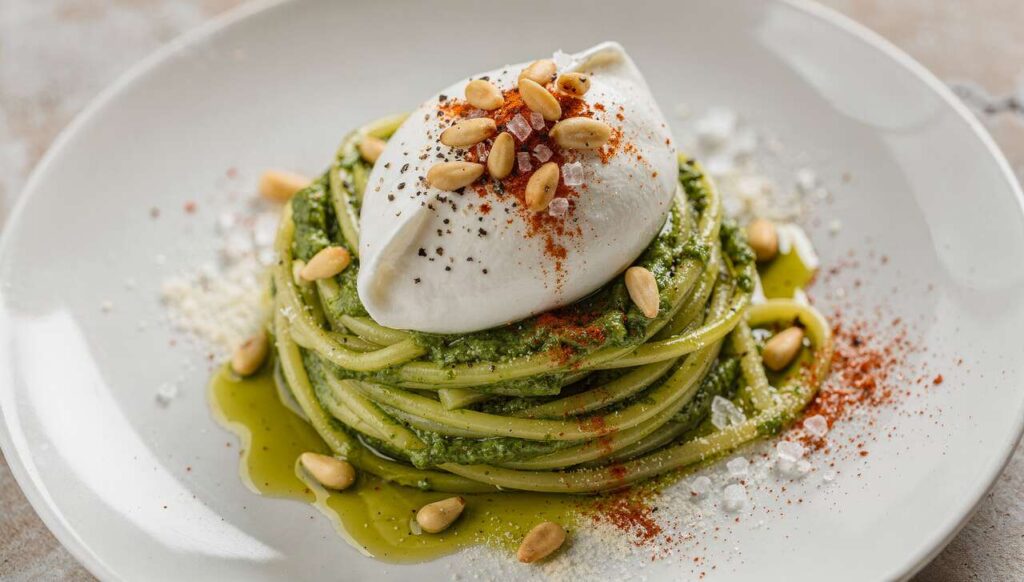 Spaghetti au Pesto et Burrata : recette Gourmande