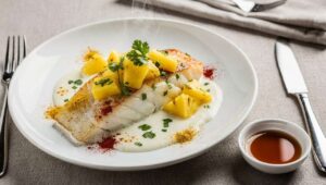 Cabillaud léger au lait de coco et ananas